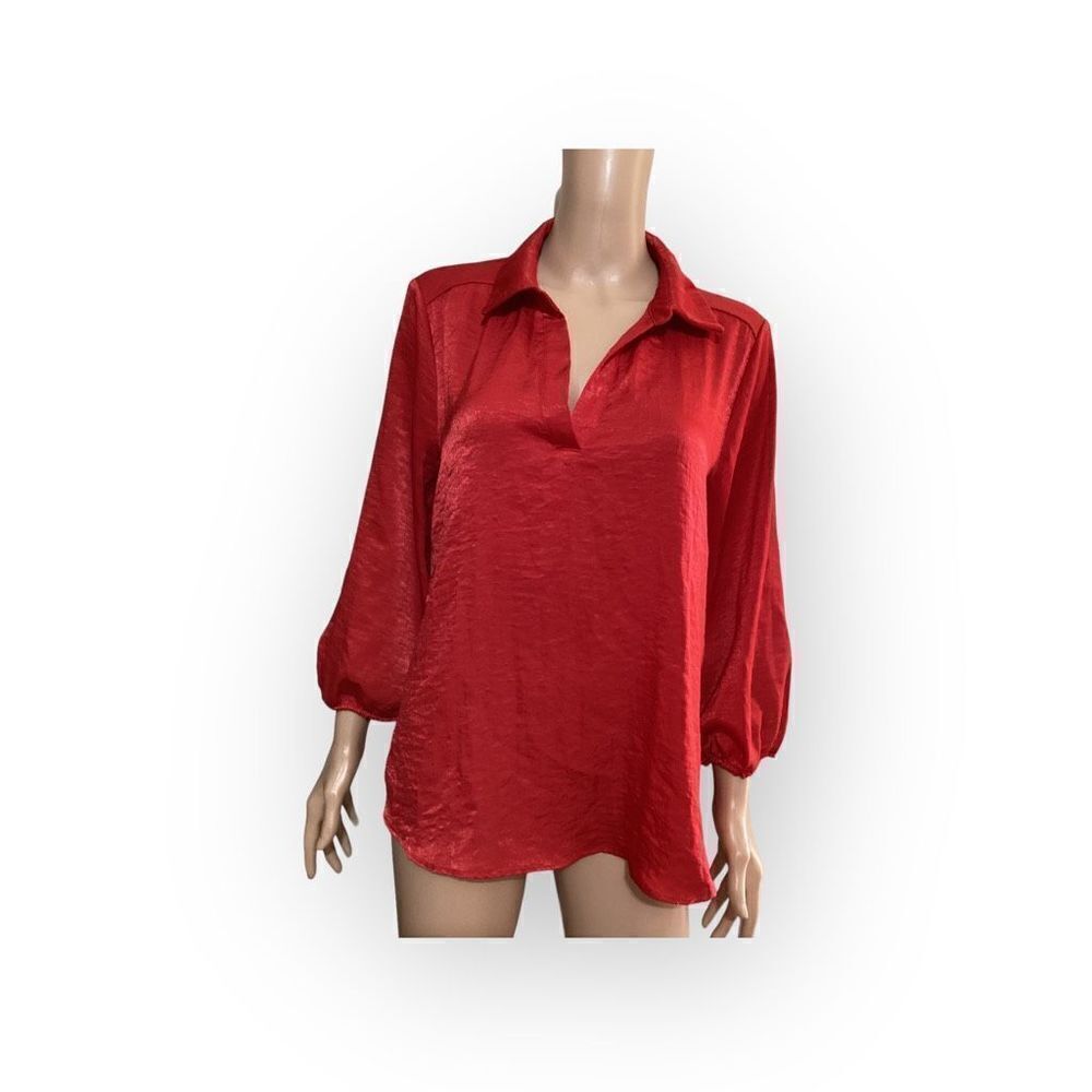 O L M Red Tunic Top L